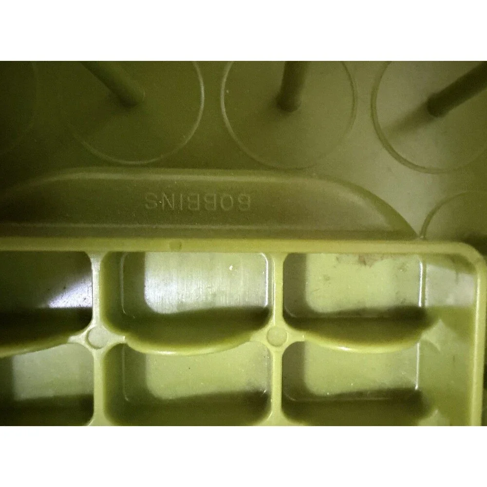 Vintage Wilson Wil-Hold Thread Box Avocado Green Sewing Organizer Caddy Storage